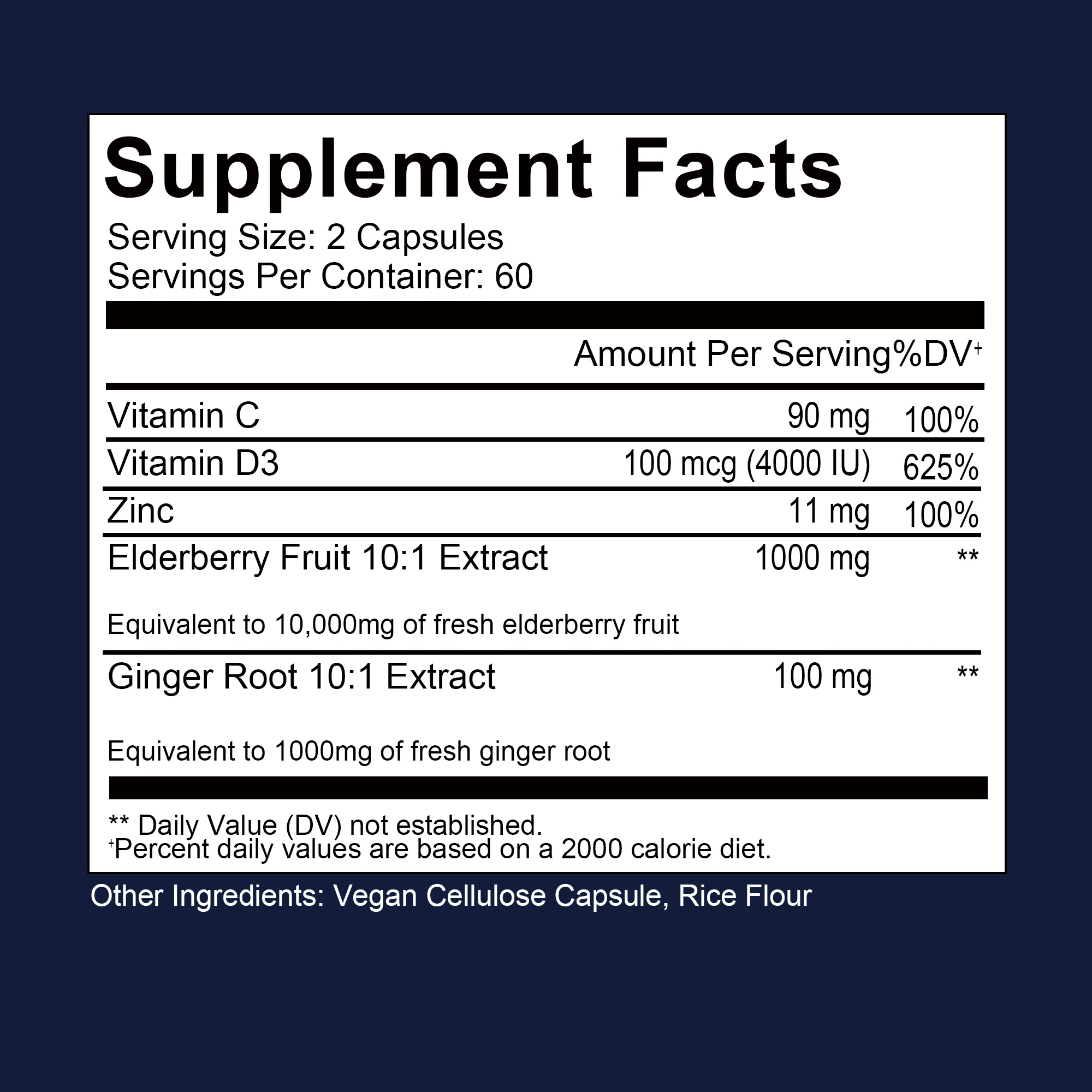 Elderberry, Vitamin C + Zinc - with Vitamin D3 + Ginger - Boosts Immunity and Energy, Antioxidant - 120 Capsules