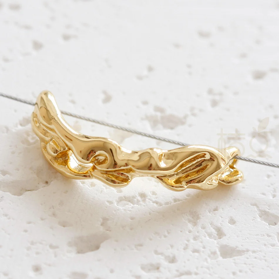DIY Supply-Premium Plated Solid Brass Charm - Textured C 20x8.5mm (4907C-6)