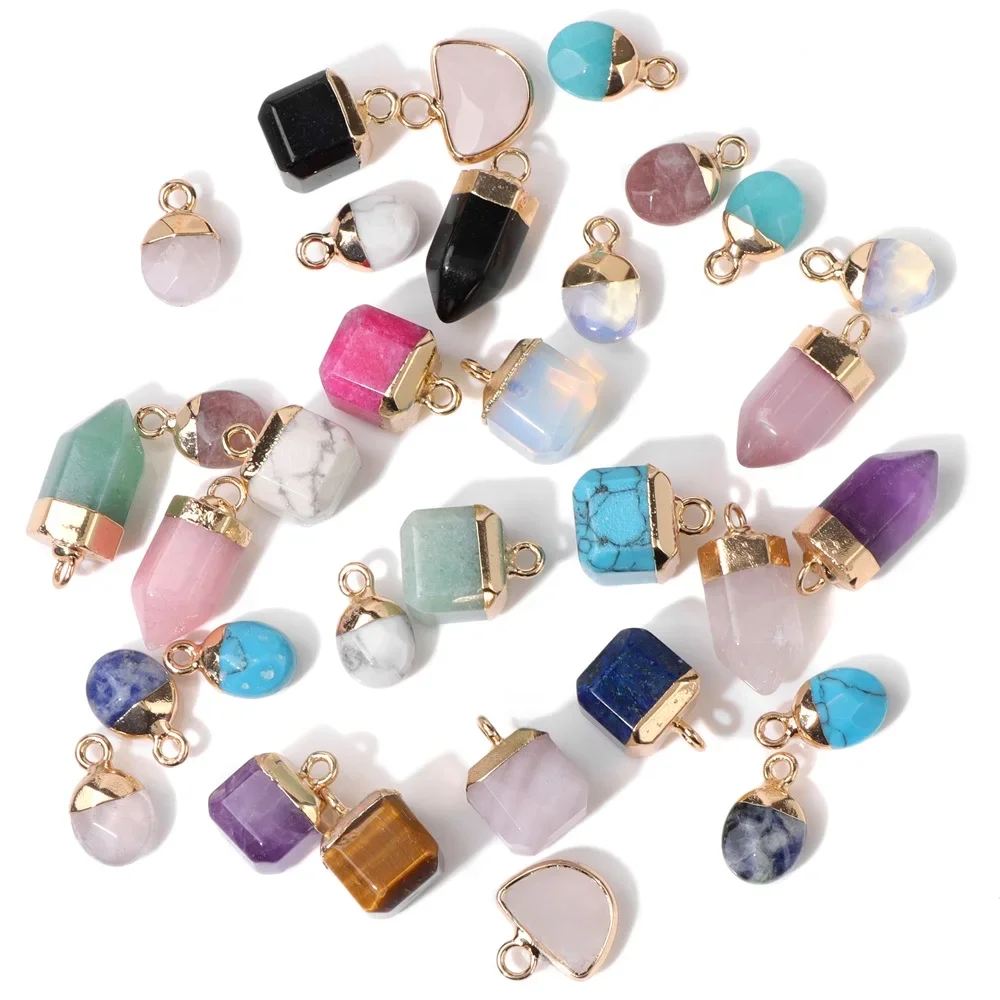 5Pcs Mixed Natuursteen Hanger Charms Willekeurige Gem Quartz Jaspers Maken Sieraden Accessoires Voor Vinden Diy Kettingen Oorbellen - afbeelding 2