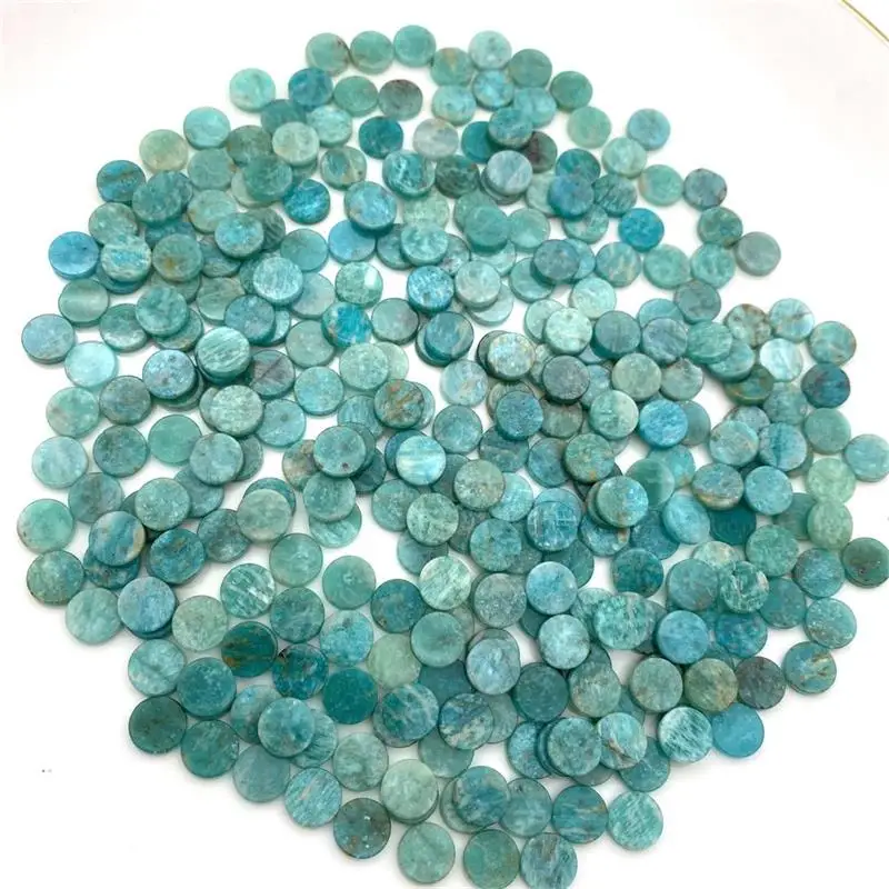 5pcs Peru Amazonite Disc Cabochon Flat Round 8-20mm Genuine Natural Stone For Jewelry Making Ring Earrings DIY Pendant