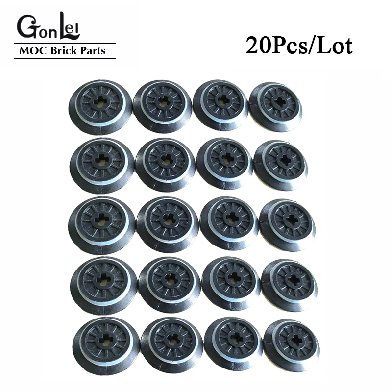 20Pcs/Lot Train Wheels with Axle Hole Parts For Train track Building Blocks Bricks DIY Education Toy Compatible with Train Parts