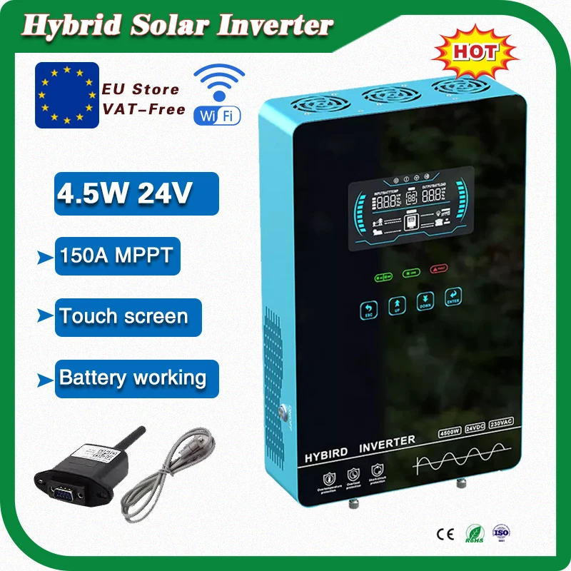 4.5KW Off-Grid Solar Hybrid Inverter 24VDC MPPT 150A Solar Charger Max PV Power 6200W Input with WIFI communication