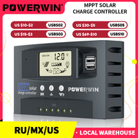 POWERWIN MPPT 12/24V 30A/50A Local Stock Solar Controller Solar Power Voltage Dual USB LCD Display For LiFePo4 Battery