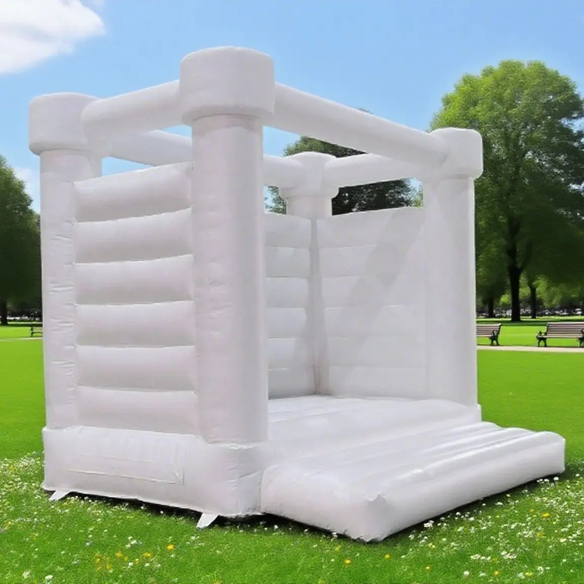 Maison de rebond blanche gonflable en PVC, château gonflable de saut en plein air de qualité commerciale pour fête d'anniversaire et de mariage avec souffleur