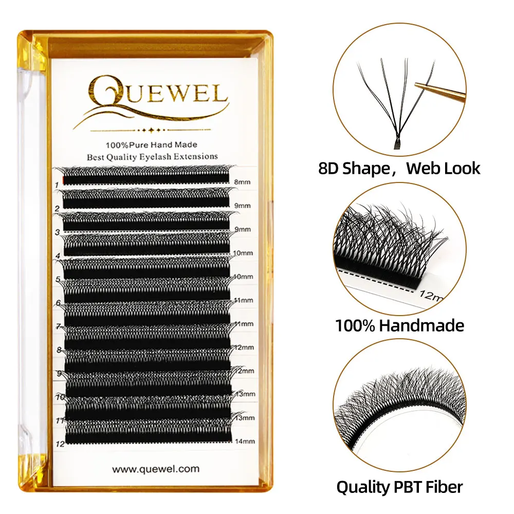 Quewel Lashes 3D/4D/5D/6D/8D W Eyelashes Extension Makeup Premade W Volume Faux Mink Lash 0.07mm C D Curl Natural Soft Thin Lash