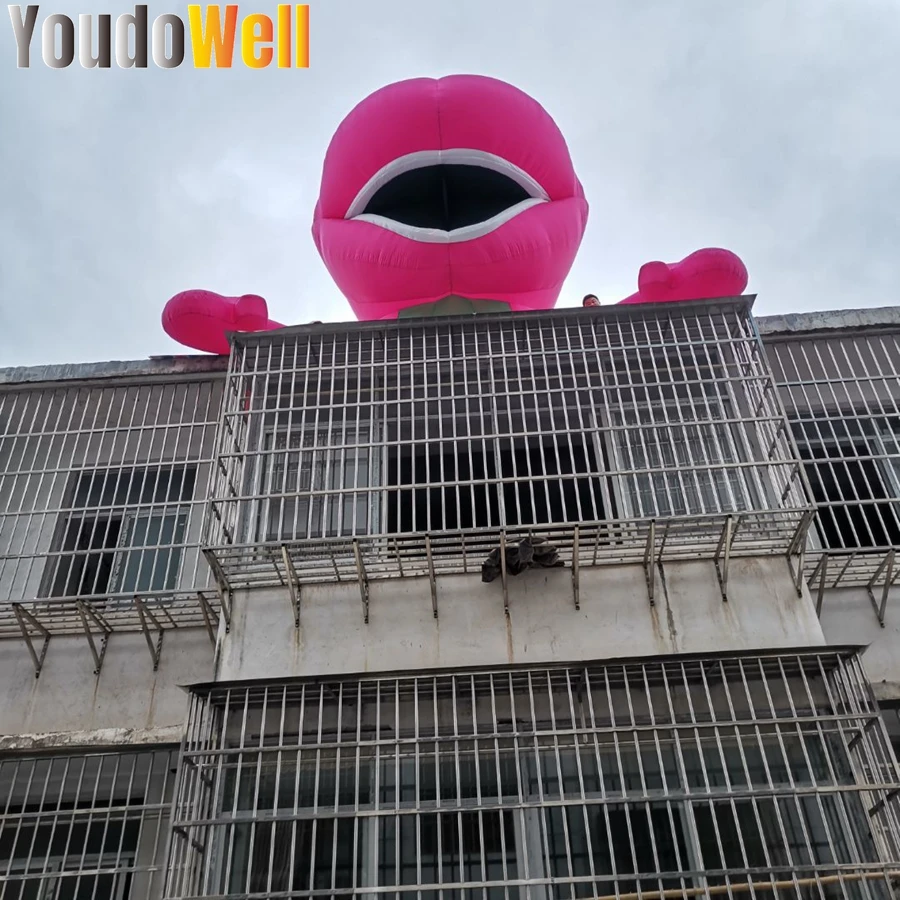 Large Ground-Lying Pink Cute Inflatable Dinosaur Head For Shopping Mall Building Holiday Decoration