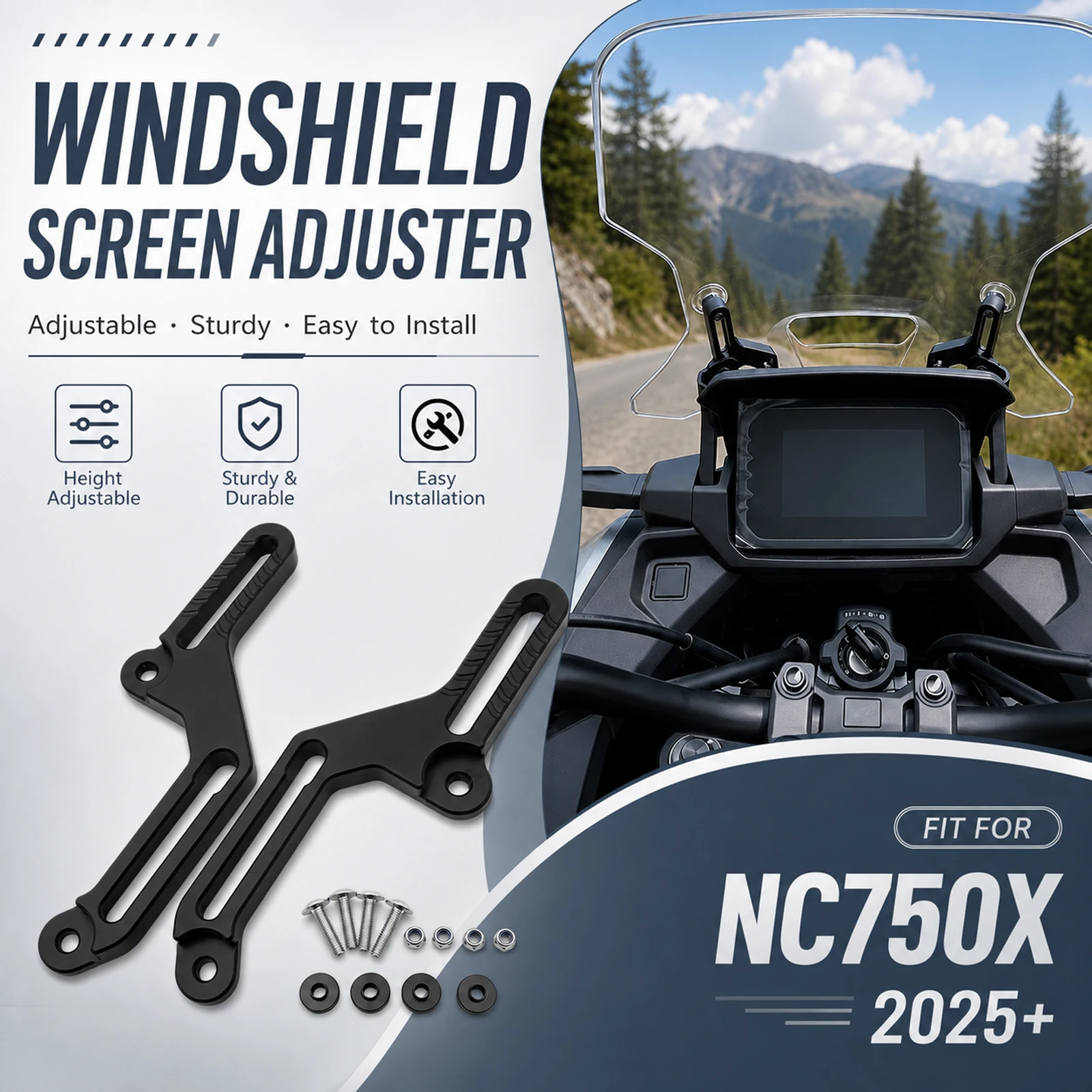For Honda NC750X 2025 NC 750X 2026 Windshield Screen Adjuster Motorcycle Height Regulator Bracket Enhanced Riding Experience