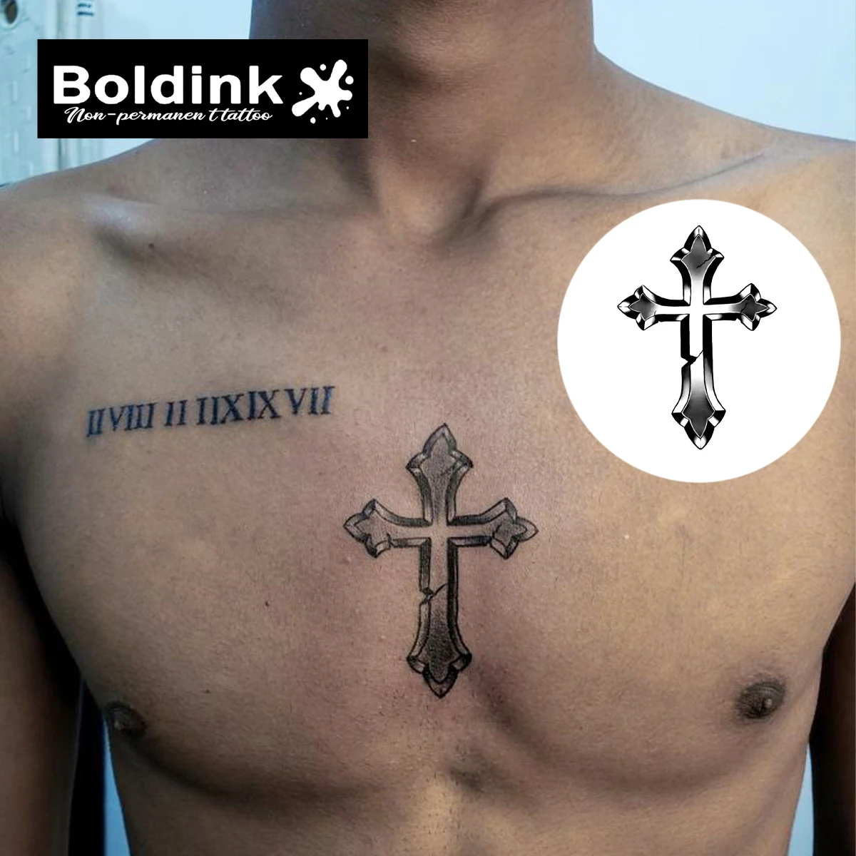 Halloween Cross Temporary Tattoo,Lasts To 15 Days New Technology Magic Waterproof Semi Permanent Sticker.