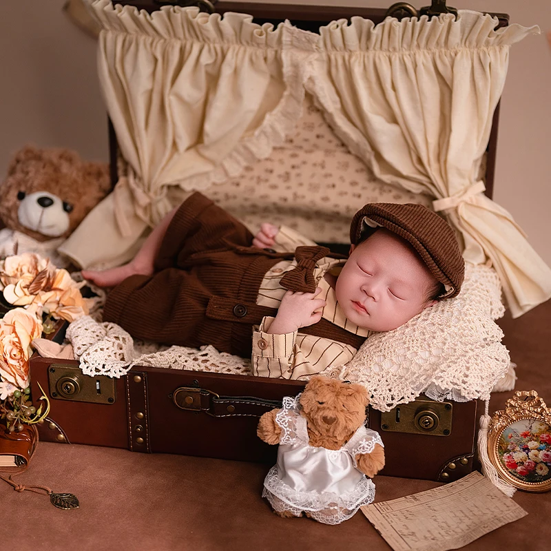 Abiti per fotografia neonato Fascia per capelli in pizzo per neonata + Abito Camicia per neonato + Tuta + Cappello Orsetto Puntelli per scena di nozze