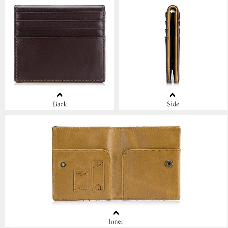 Men RFID Card Holder Wallets Genuine Leather Credit Card Mini Money Bag Slim Short Small Purse Minimalist Wallet for Male