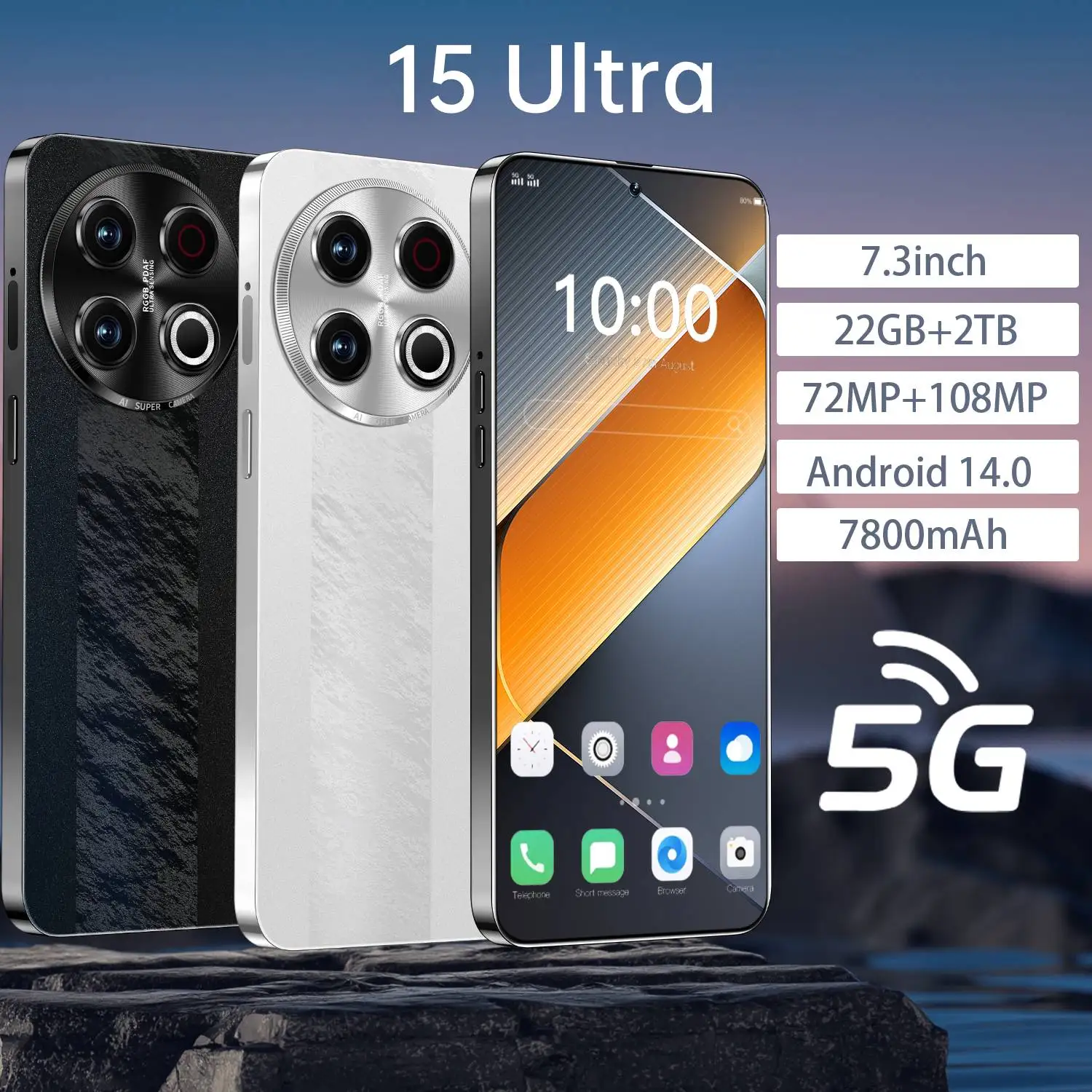 

2025 New Hot 15 Ultra Original Intelligent 5g Dual Card Dual Standby Android 14 System 7800mah Battery Global Version