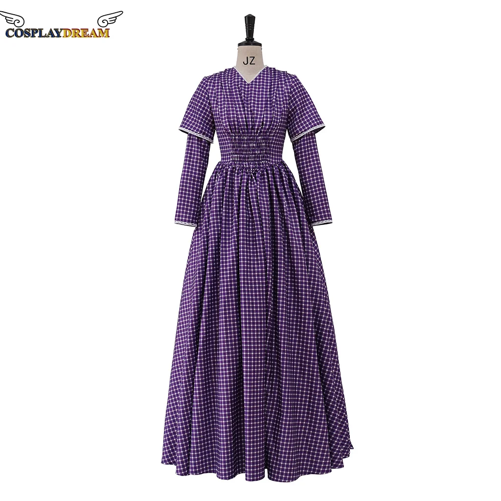 Victorian Civil War Southern Belle ball gown 1860S Christmas Dickens Fair caroler costume purple plaid Dress Christmas dress