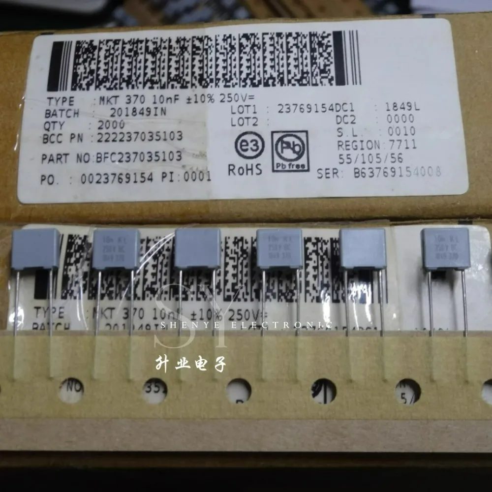 20pcs/lot MKT370 0.01uf 250V 10nf 103 K Brand New 5mm Film Capacitor BFC237035103