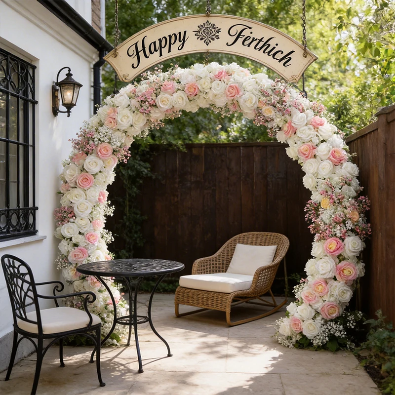 

220cm Luxury Artificial Rose Baby Breath Flower Garland Wedding Arch Backdrop Table Centerpiece Party Home Decor