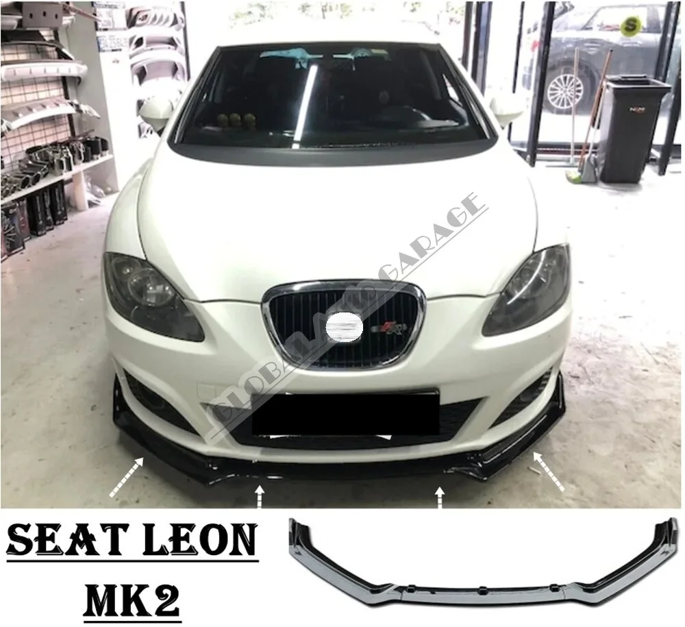 

For Seat Leon MK2 Front Bumper Attachment Lip 2005-2012 Piano Glossy Black Splitter Diffuser Universal Spoiler Bumper Mud Flaps