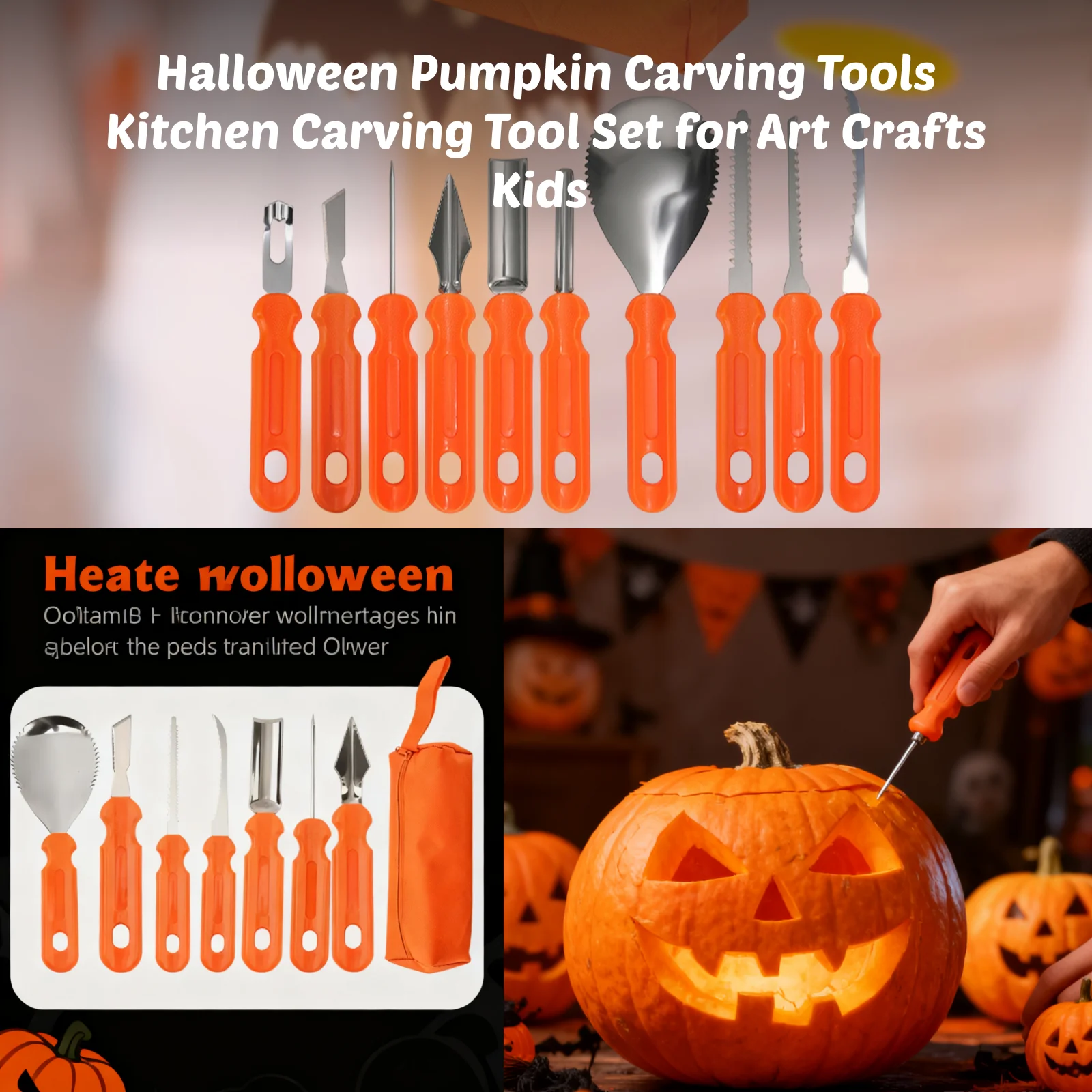 7/10 Pcs Halloween Pumpkin Carving Tool SetHeavy Duty Professional Kit, Easy to Use for Kids Adults, Perfect for Halloween Party
