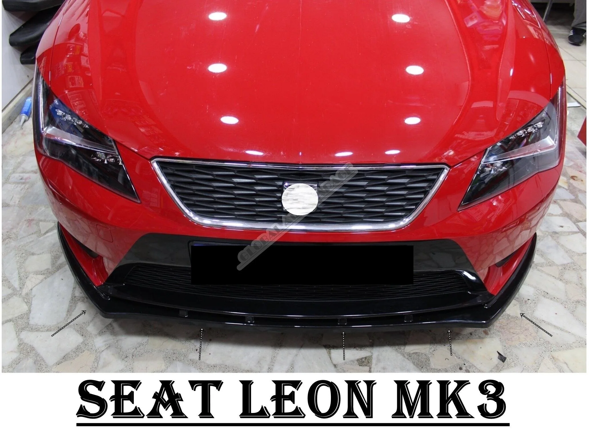 

For SEAT LEON MK3 Front Bumper Attachment Lip + Bat Mirror Cover 2012-2020 Glossy Black Wing Car Styling Auto Universal