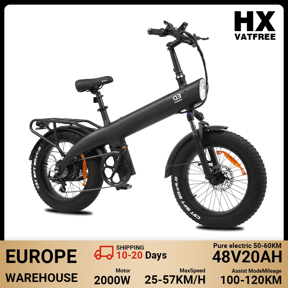 HX Q3 250W E-Bike für Erwachsene, 25 km/h, 48V 20Ah herausnehmbarer Akku, 20 Zoll Fat Tire, 115 Nm hohes Drehmoment