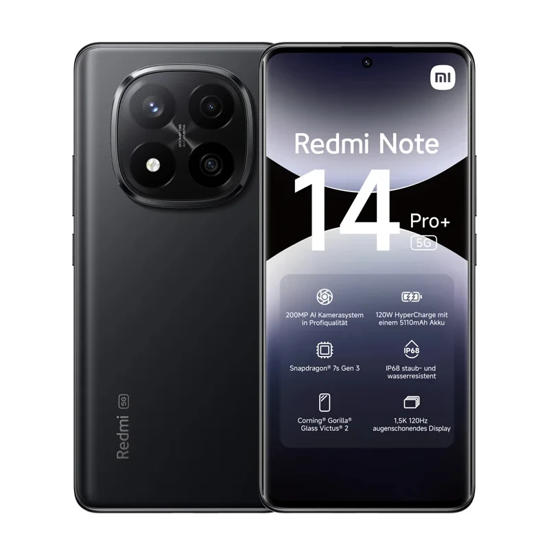 Image of Xiaomi Redmi Note 14 Pro Plus 5G NFC Smartphone Snapdragon ® 7s Gen 3 Bildschirm AMOLED 1,5 Zoll 120Hz Kamera 200 MP Akku