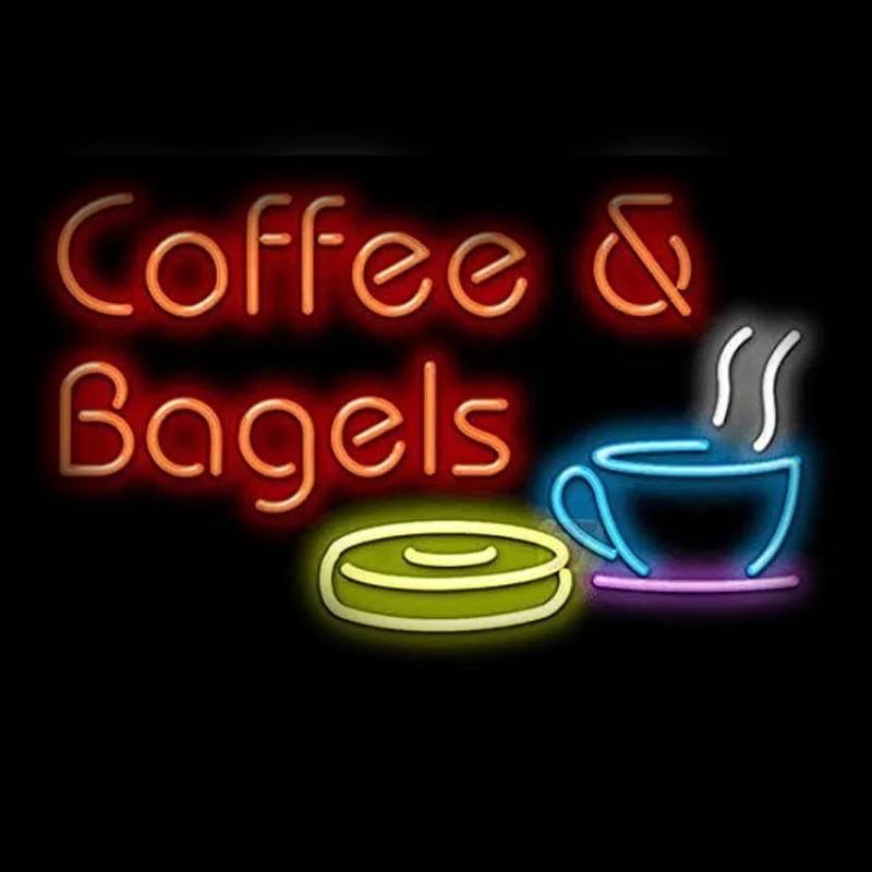 

Neon Sign Light 10Kv For Coffee Bagels Neon Lamp Aesthetic Wall Decor Glass Neon Light Window Pub Night Light Inside Neon Letter