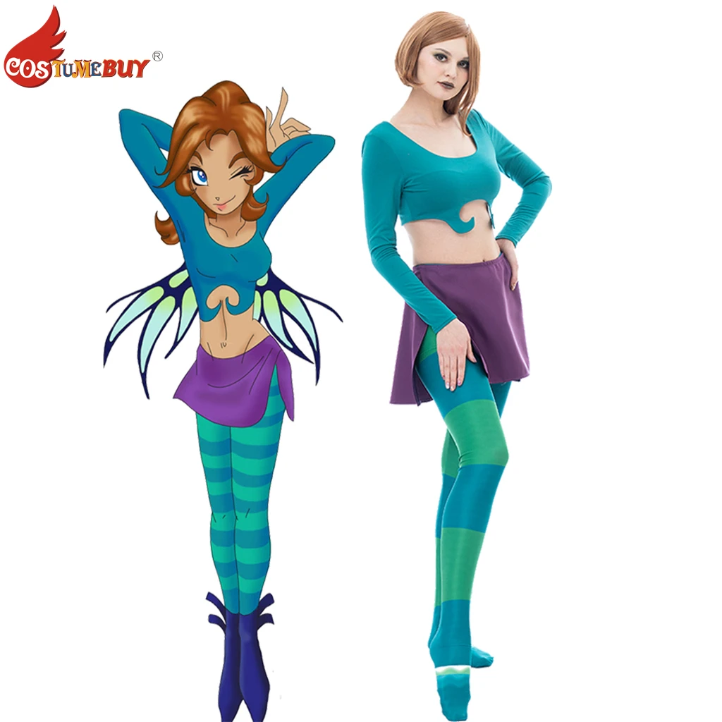 W.I.T.C.H. Comics Irma Lair Cosplay Witch Costume Sorceress Mage Role Sexy Crop Top + Mini Skirt Suit Halloween Outfit For Women