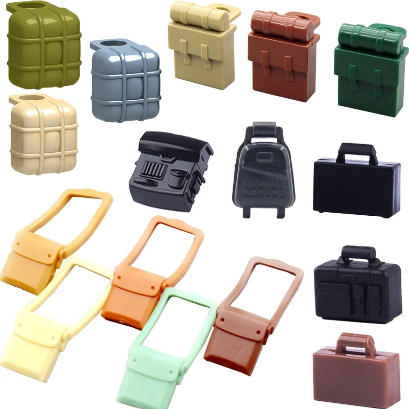 Accessoires militaires de la seconde guerre mondiale, blocs de construction, figurines de soldats de l'armée, Mini sac à dos, pièces d'armes, jouets éducatifs