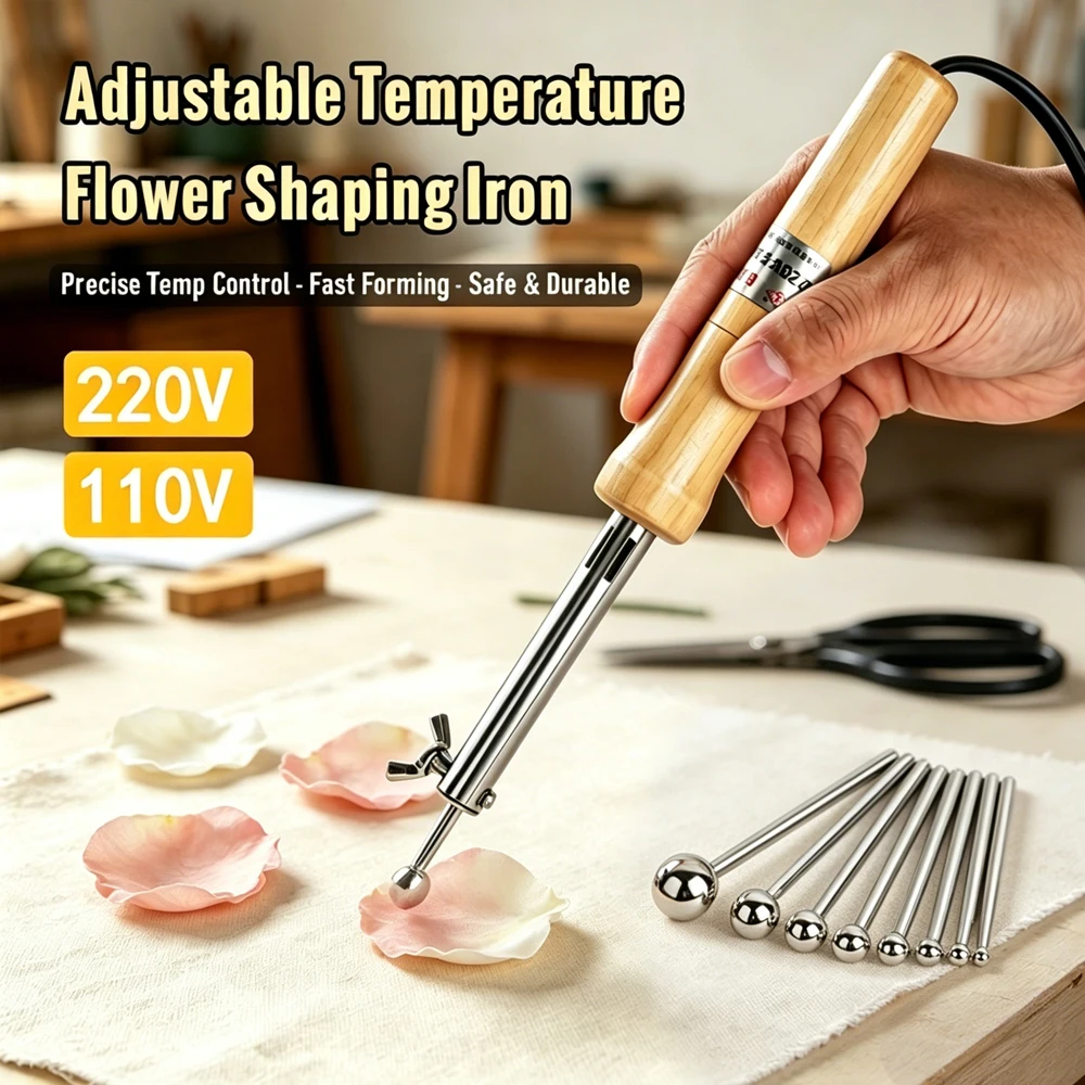 Fabric Flower Ironing Machine Set 8-18 Heads Fixed/Adjustable Temp Fabric Flower Maker 220V/110V Electric Flower Forming Tool
