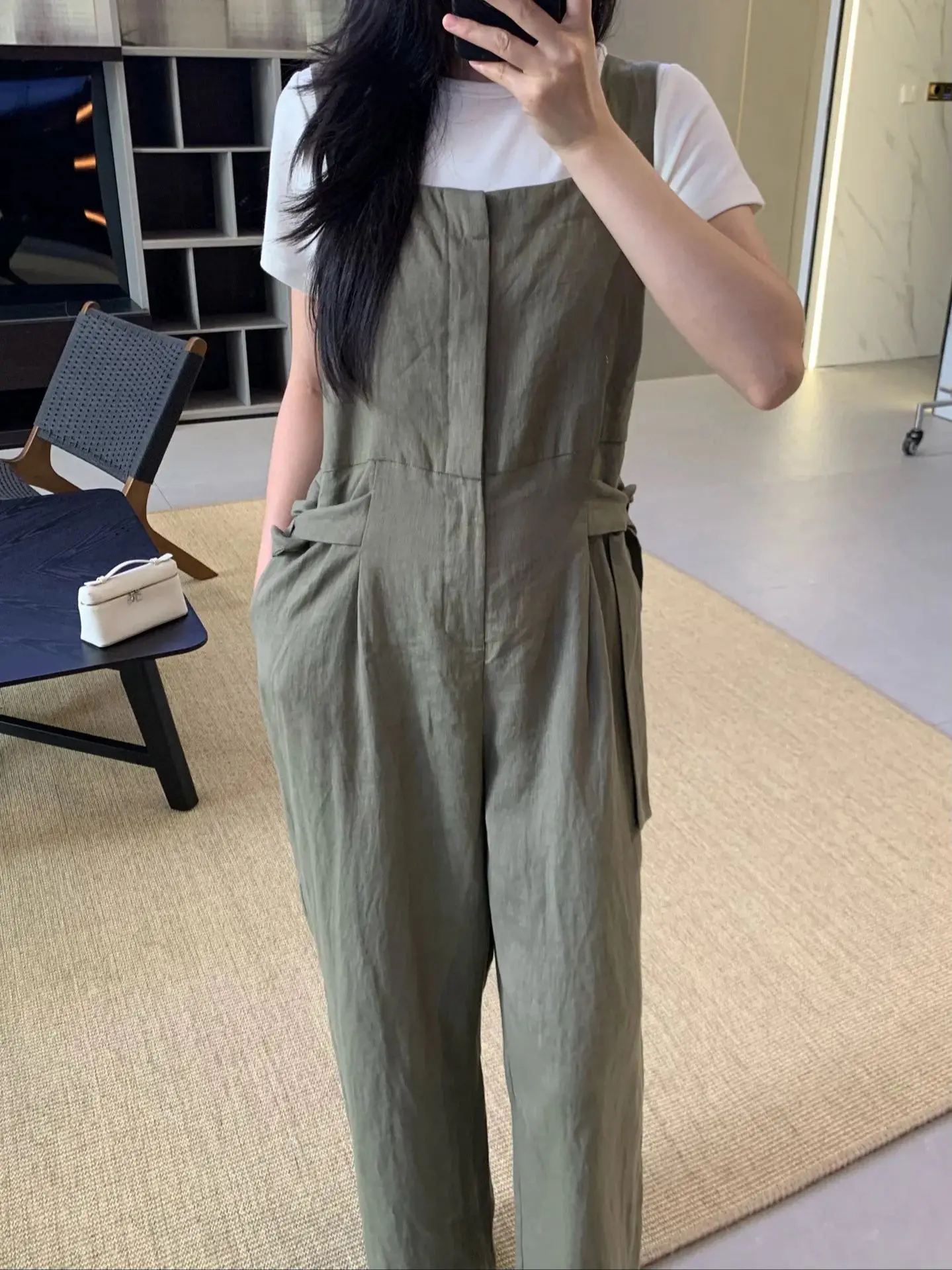 

Summer casual fashionable women's 100% linen jumpsuit