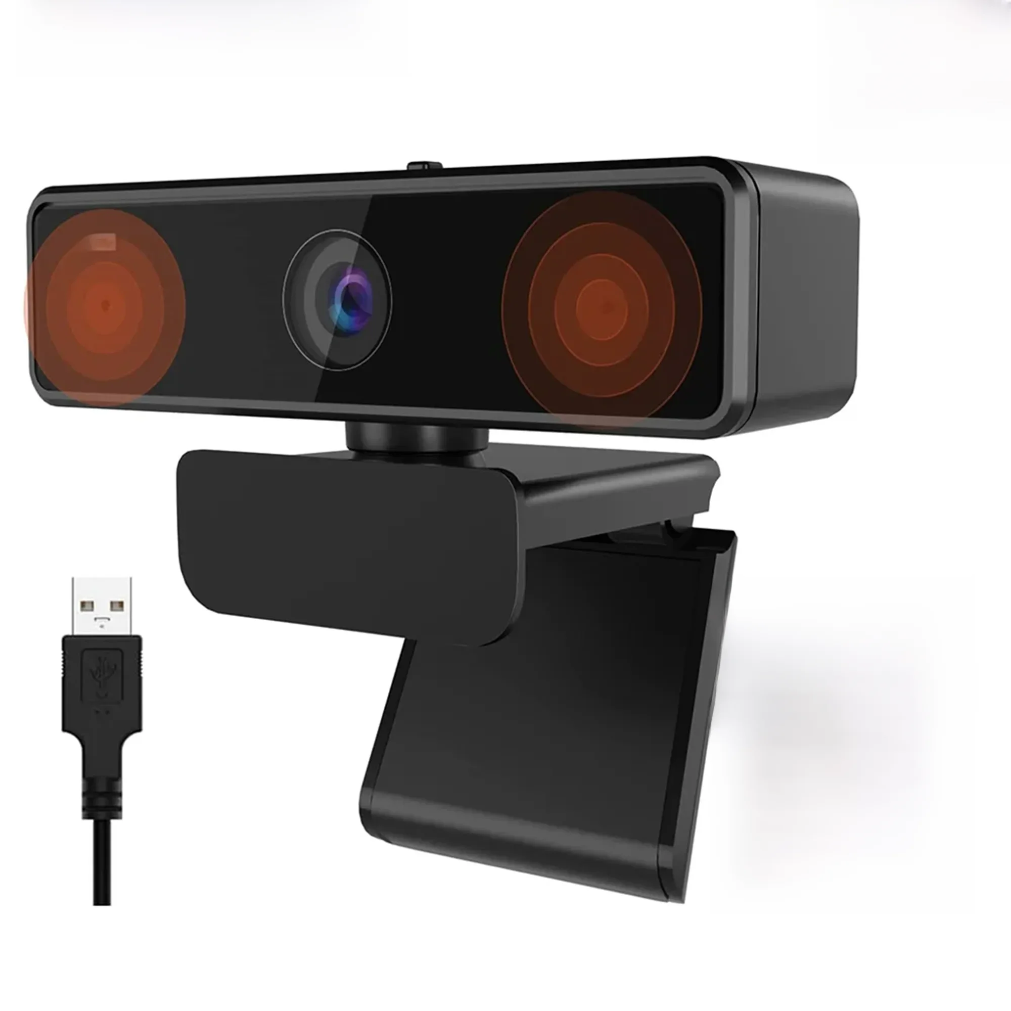 Nuroum v11 2k Webcam für PC, Rausch unterdrückung Mikrofon Datenschutz abdeckung, 90 ° Winkel 1080p