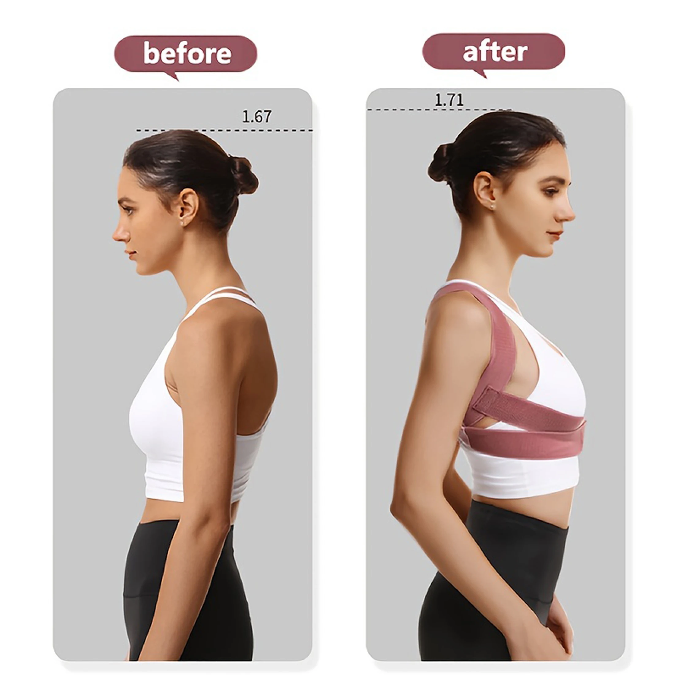 Posture Corrector Invisible Back Brace For Hunched Shoulders,Adjustable Comfort Fit,S/M/L Sizes, For Posture Improvement