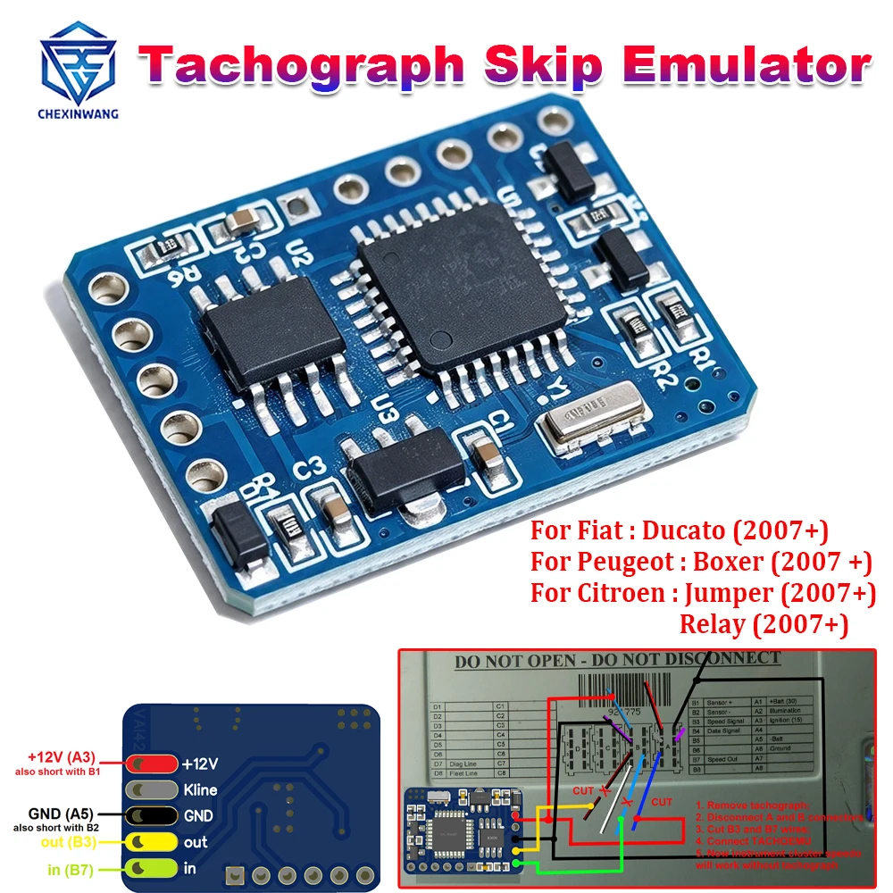 TACHOEMU Tachograph Skip Emulator For PSA/Fiat Ducato For Peugeot Boxer For Citroen Jumper Relay 2007+ Remove Tachograph Adapter