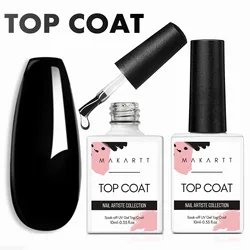 Makartt Gel Top Coat - 2PCS No Wipe Top Coat Gel Nail Polish High Glossy Shine Finish Long Lasting, 10ML Clear Soak Off UV/LED