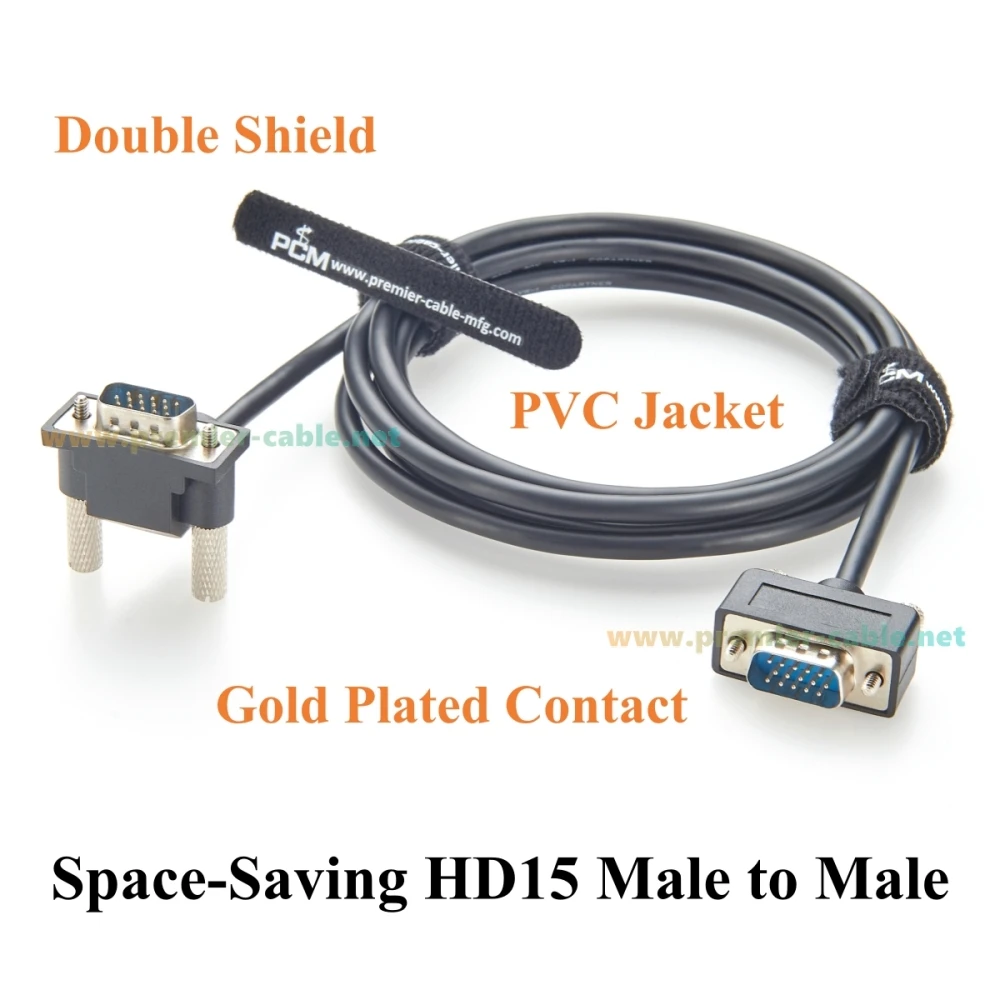 Abgewinkeltes Ultra-Slim-VGA-Kabel 90 Grad HD15 Stecker auf Stecker SVGA-Videokabel 1080P Full HD für PC, Laptop, Monitor, Projektor – Detail 6