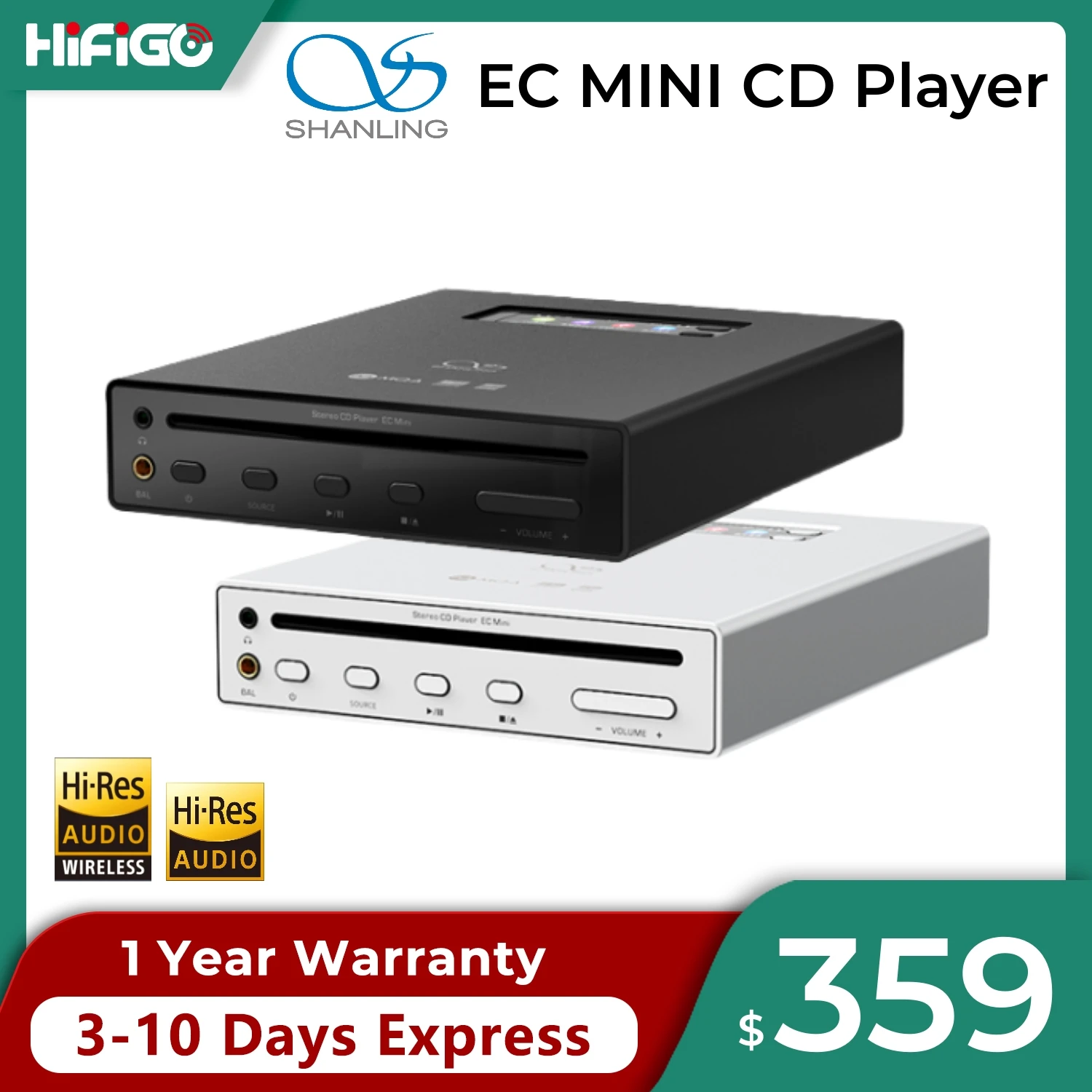 Shanling ec mini cd player hifi-qualität bluetooth dac/amp hi-res audio 2x ess es9219 ricore rt6863 chips 3.5/4,4mm/rca ausgänge