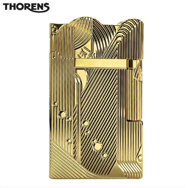 THORENS kerosene lighter, side pulley ignition, crisp sound when opening the lid, Mermaid - Gold