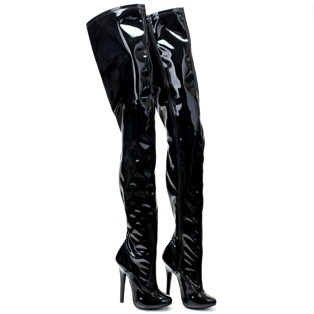 5 Inch Stiletto High Heel Vintage Fetish Sexy Patent Stretch Over The Knee Thigh High Boots