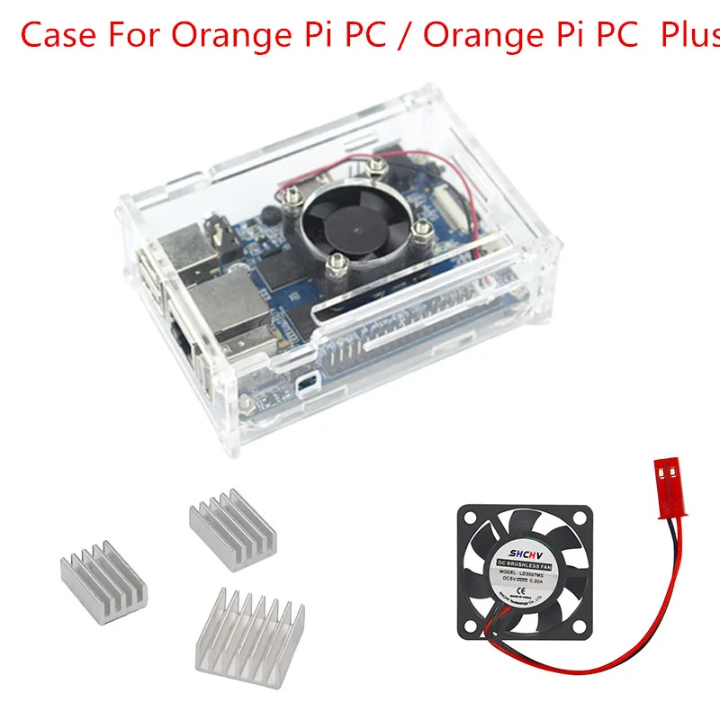 Voor Oranje Pi Pc Board Case Transparant Acryl Shell Box Bescherm Behuizing Met Ventilator Voor Oranje Pi Pc/Oranje pi Pc Plus