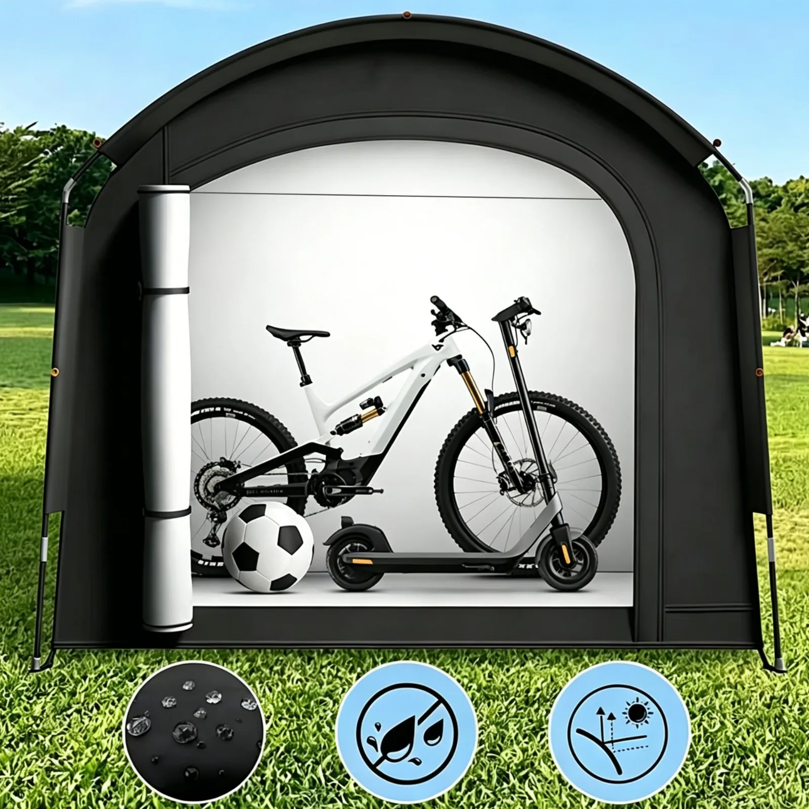 Carpa Portátil para Almacenamiento de Bicicletas, Cobertizo para Bicicletas, Refugio Exterior con Bolsa de Transporte para 1-4 Bicicletas, Equipo de Jardín