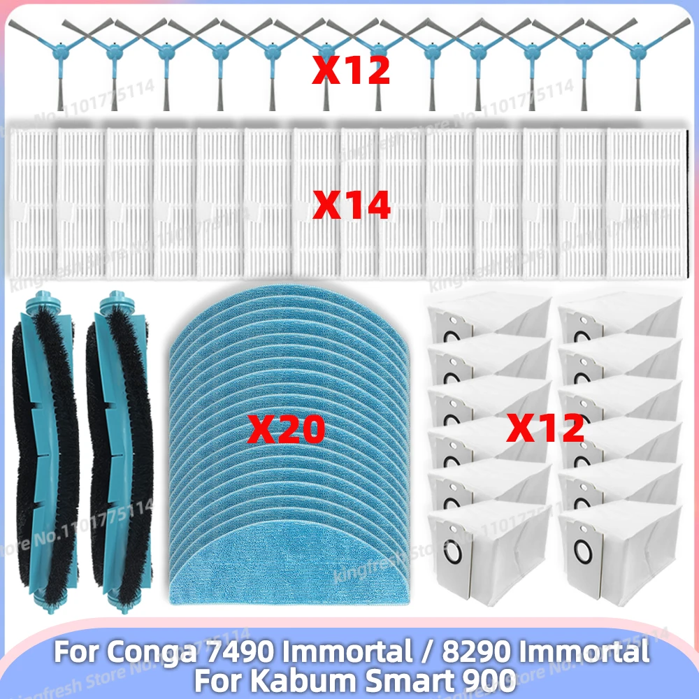 

Fit For Cecotec Conga 8290 Immortal, 7490 Immortal, Kabum Smart 900 Vacuum Parts Roller Brush Hepa Filter Mop Cloth Rag Dust Bag