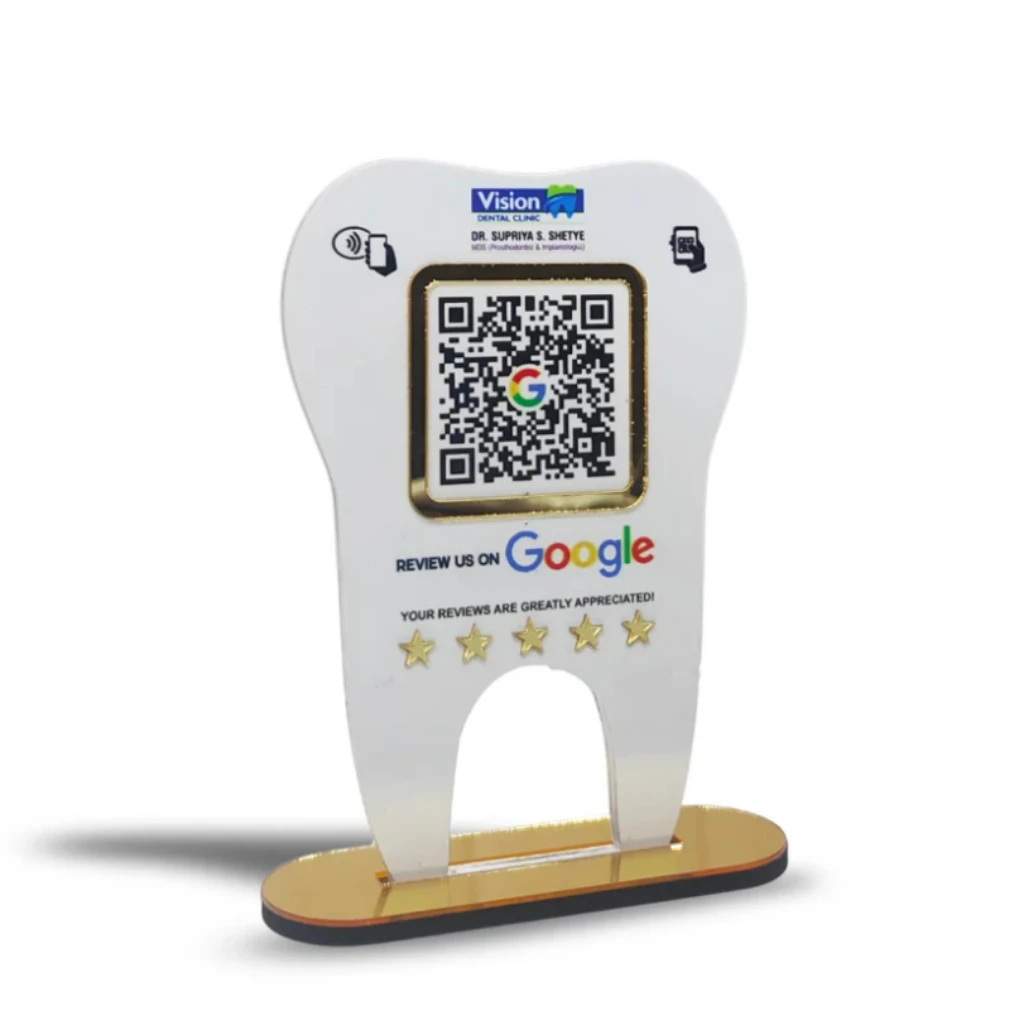 Custom Tooth shaped QR Code Google Review Sign INS Sign Small Business Sign