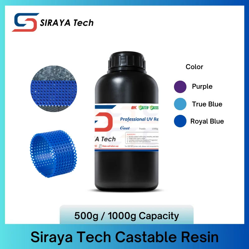 Siraya Tech Cast 3D Printer Resin LCD UV-Curing Resin Burn High Resolution for Making Jewelry and Metal Parts (1kg/500g))