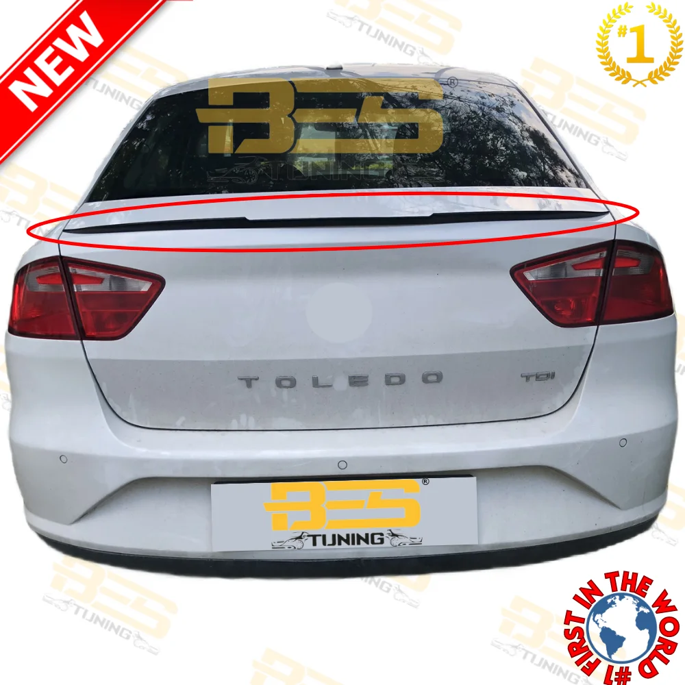 NEW Rear Trunk Bat Style Spoiler For Seat Toledo Car Accessories Lip Plastic Glossy Black Wing SportExterior Tuning