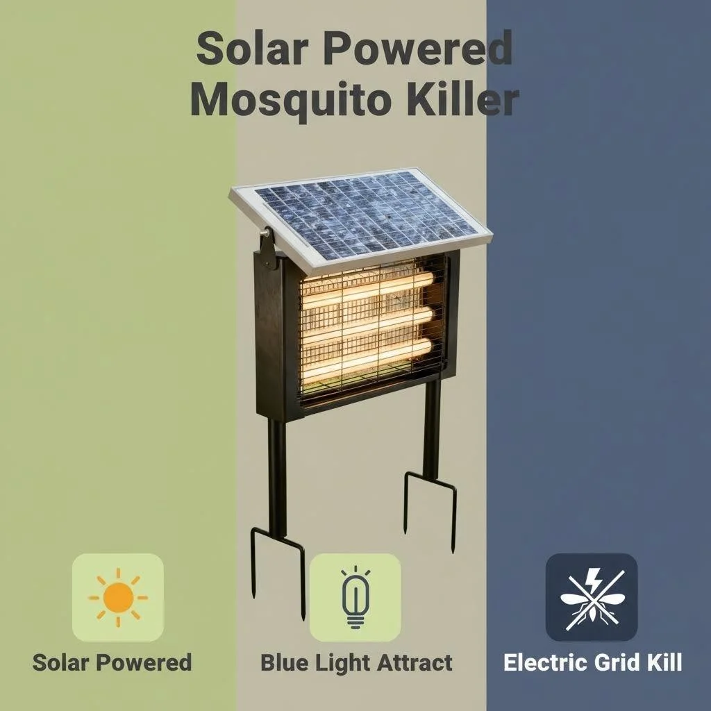 Sturdy Solar Insect Exterminator, Anti-Corrosion Shell, Wide Coverage for Backyard, Lawn and Agricultural Areas