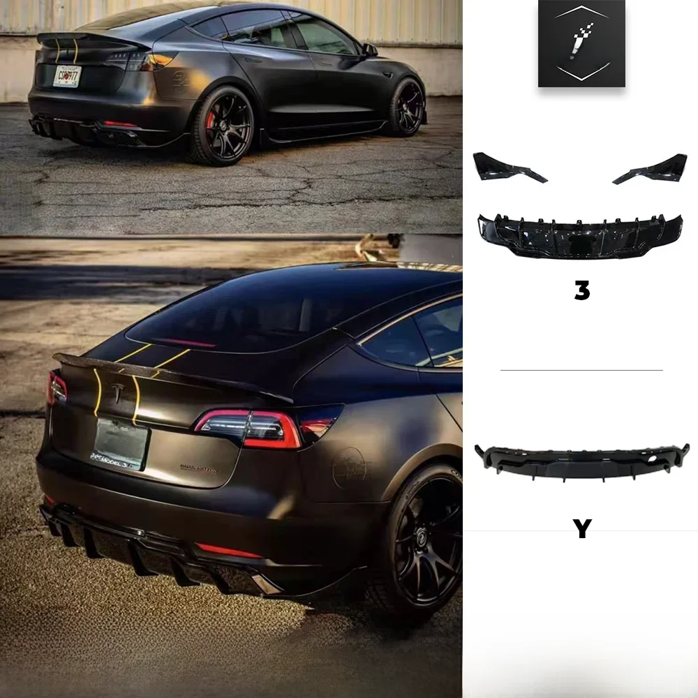 Zestaw aerodynamiczny tylnego dyfuzora Fast Aero Kits, dokładka zderzaka, deflektor, akcesoria tuningowe do Tesla Model 3 Y 2017-2023 — zdjęcie 2