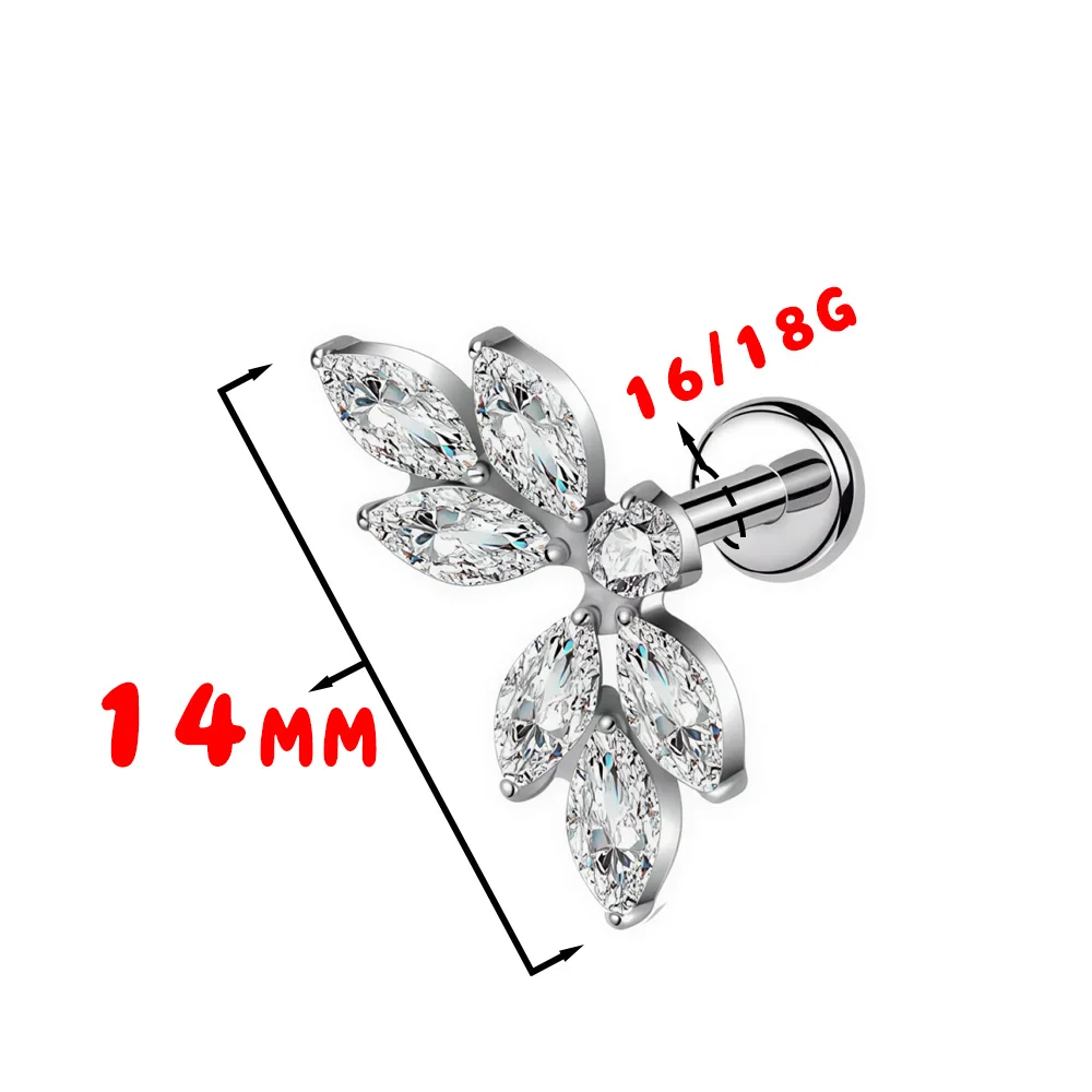 2026 ASTM F136 Titan-Engelsflügel Zweifarbige Ohrstecker für Ohrknorpel-Lippenpiercing Körperschmuck – Detail 2