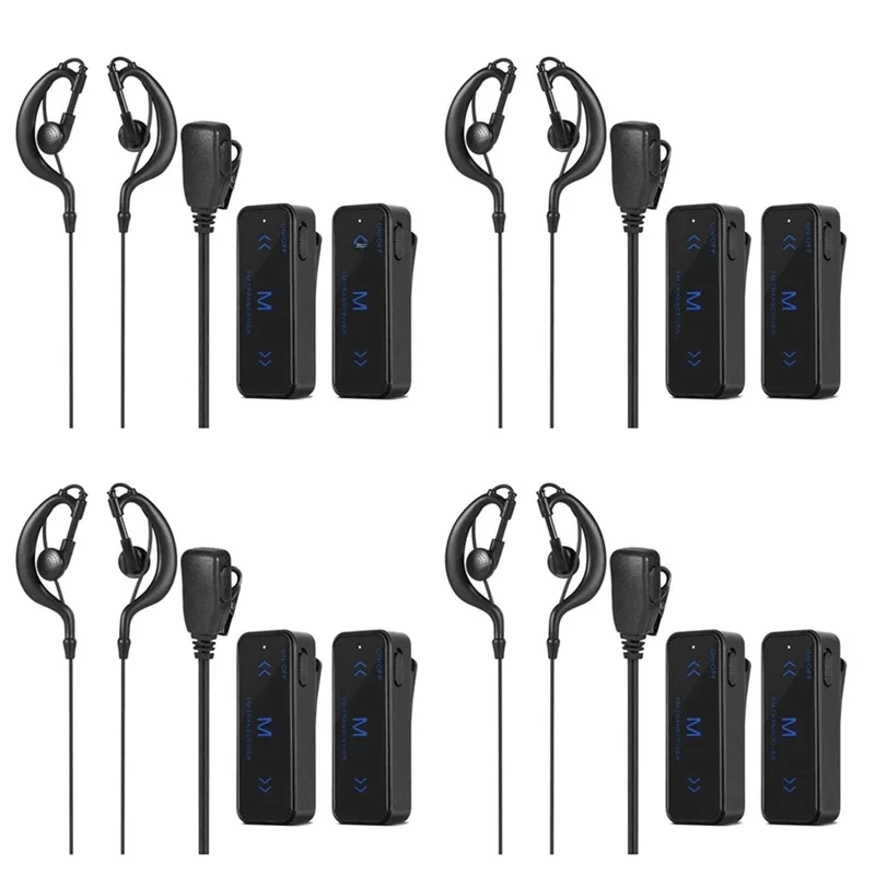 B63B-8 Stuks Mini Walkie Talkie 400-470Mhz 2-weg Radio 3W Transceiver Oortelefoon Headset Oorbeschermer USB Aangedreven - afbeelding 2