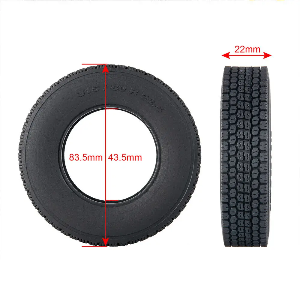 4Pcs 85mm Rubber Tyres Wheel Tires 22mm Width with Sponge Compatible for 1:14 Tamiya Tractor Trucks RC Car