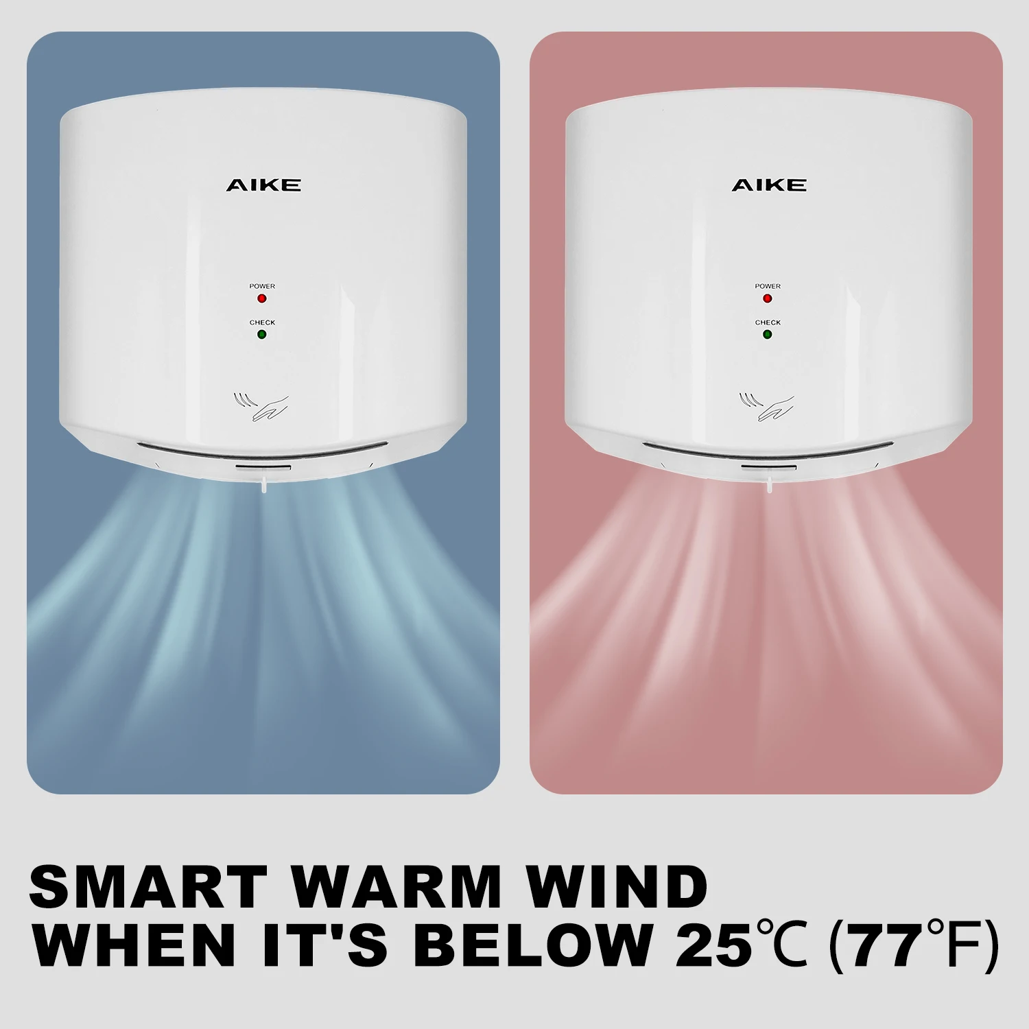 AIKE Händetrockner mit automatischem Sensor, 1400 W, Hochgeschwindigkeits-Luft-Händetrockner, Badezimmer, Toilette, Waschraum, Händetrockner, 10 S, schnell trocknend