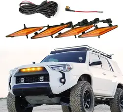 4pcs Car Front Grille LED Signal Lights Wire Harness For Toyota 4Runner TRD Pro 2014-2021 Grille Front Bumper Lamp Decoration