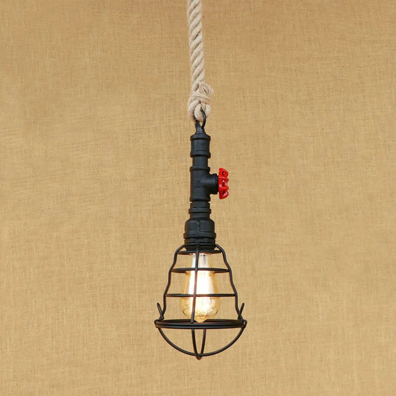 Nordic LED Pendant Lights Indoor Lighting Hanging Lamp Loft Retro Staircase Industrial Style Theme Restaurant Hemp Rope Light